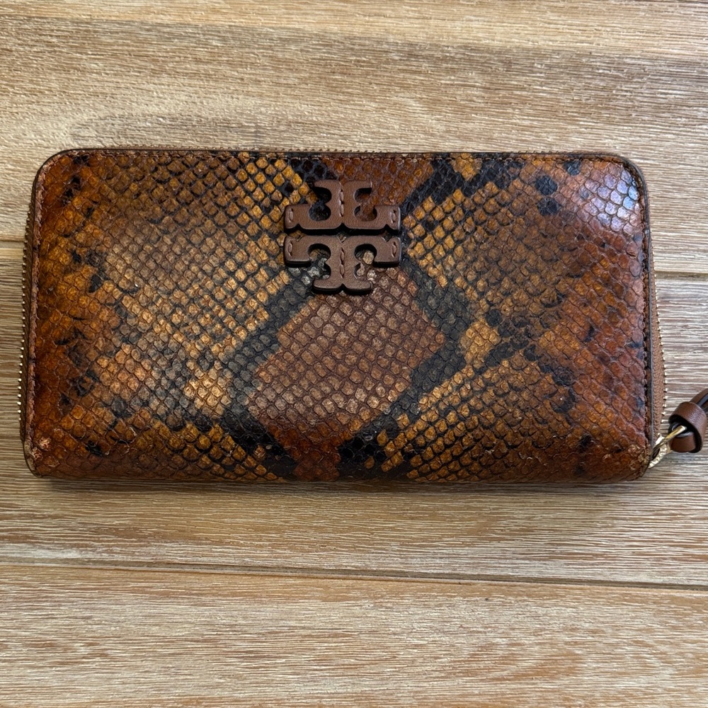 Tory Burch Brown Snake Print Wallet